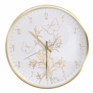 Orologio alluminio farfalle bianco tondo cm ø31,6h4,9