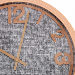 Zoom Orologio plastica effetto legno e tessuto grigio tondo cm ø31h4