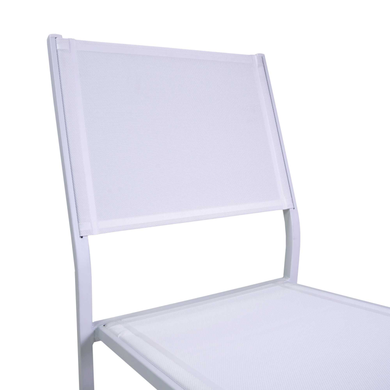 Set Tavolo alluminio + 6 Sedie alluminio sullivan bianco con textilene bianco cm 55x46h43/88