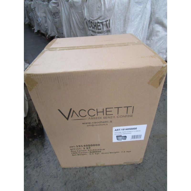 Cestone paper bianco 1-2 angol c/foderacm40x40h53