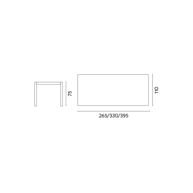Tavolo Santorini allungabile 265-398x110 bianco doppio allungo