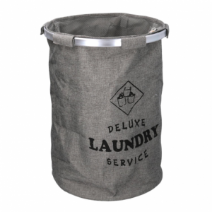 Cestone tessuto sacco grigio tondo pieghevole cm ø40h55