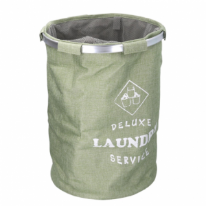 Cestone tessuto sacco verde tondo pieghevole cm ø40h55