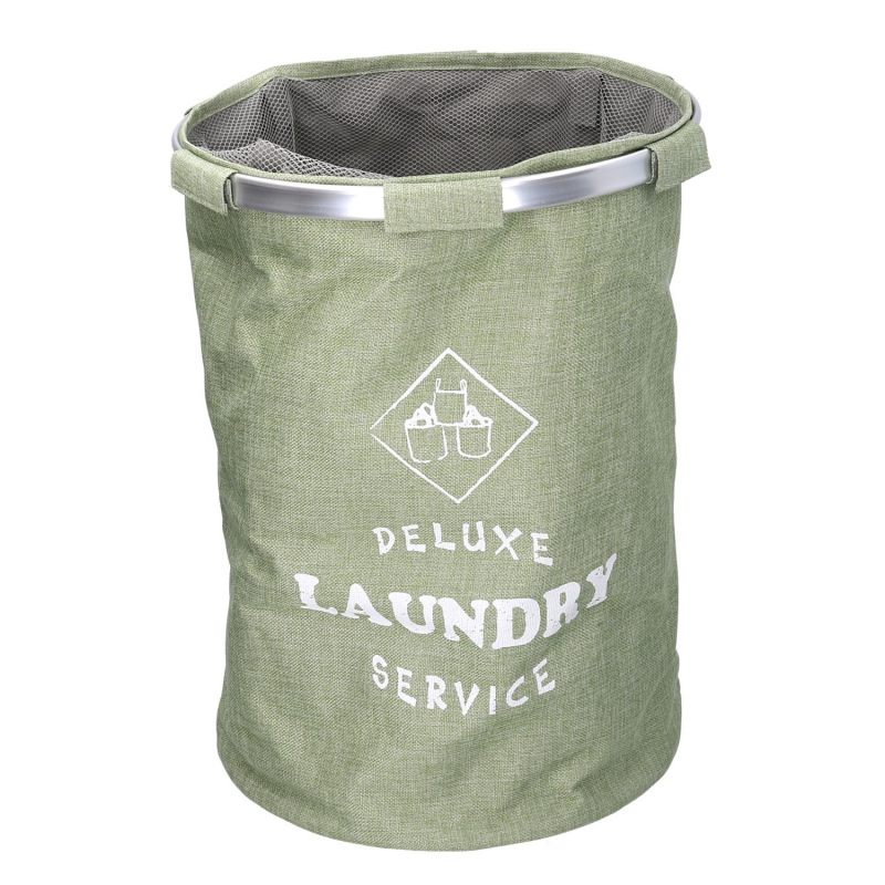 Cestone tessuto sacco verde tondo pieghevole cm ø40h55