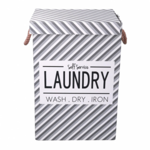 Zoom Cestone tessuto laundry grigio con coperchio cm 40x30h60