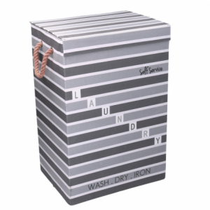 Cestone tessuto laundry grigio con coperchio cm40x30h60