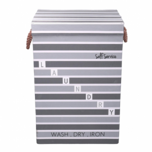 Zoom Cestone tessuto laundry grigio con coperchio cm 40x30h60