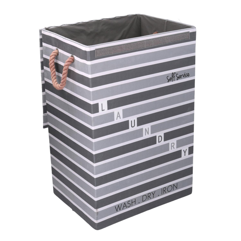 Cestone tessuto laundry grigio con coperchio cm40x30h60