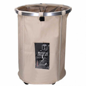 Cestone tessuto beige tondo pieghevole cm ø40h55
