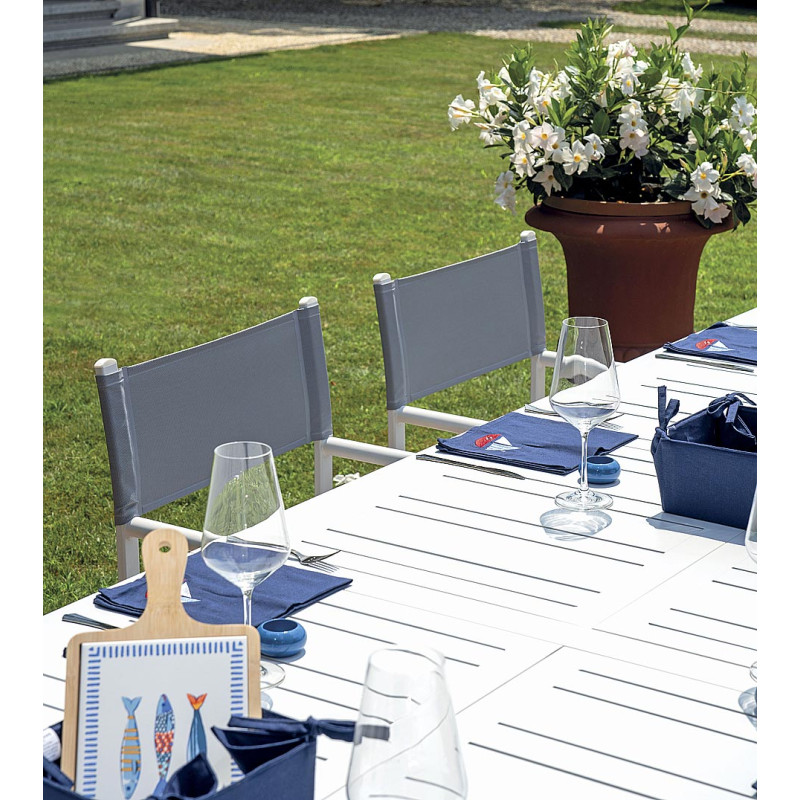 Tavolo Santorini allungabile 265-398x110 bianco doppio allungo