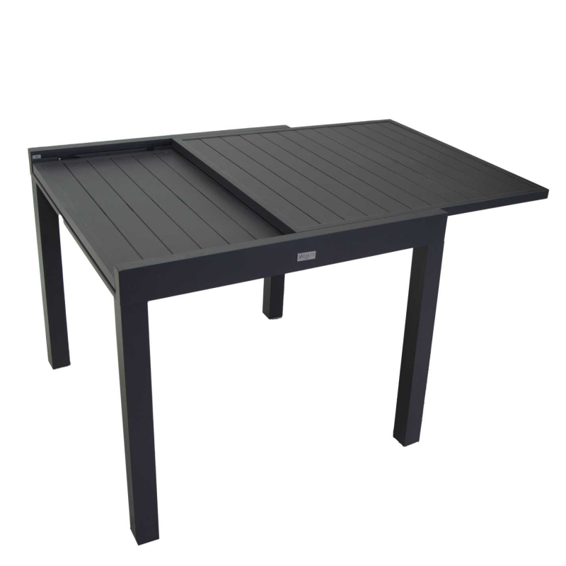 Set Tavolo alluminio + 4 Poltrone alluminio sullivan impilabile antracite cm 61x56h43/60/84