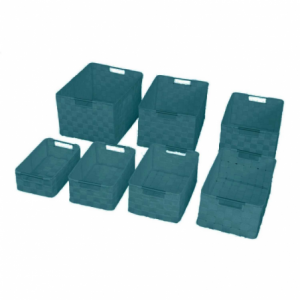 Cassetto poliestere 1-7 verde acqua rettangolare cm38x28h21