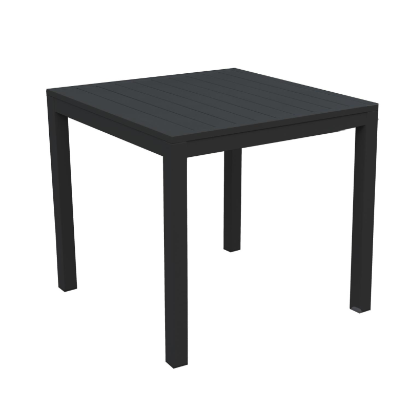 Set Tavolo alluminio + 4 Sedie alluminio sullivan impilabile antracite cm 55x46h43/88