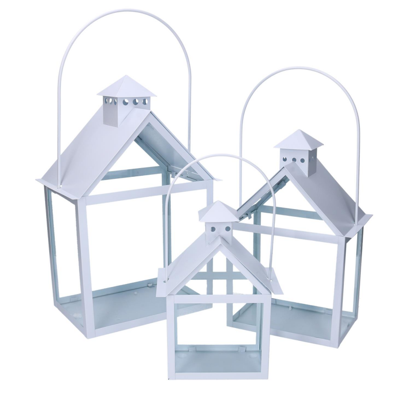 Lanterna metallo 1-3 bianco cm27x18,2h41/51