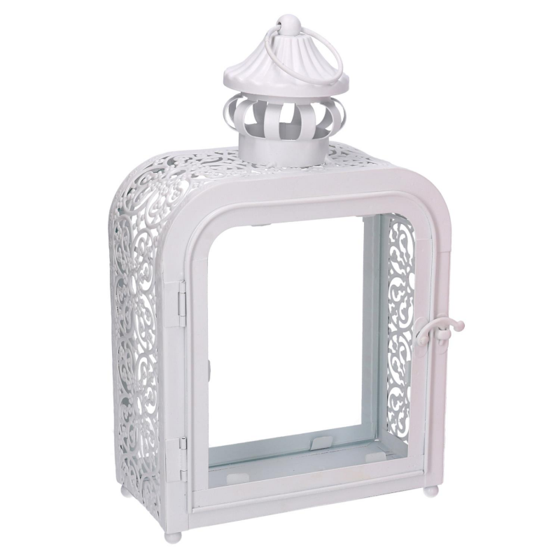 Lanterna metallo bianco cm17x9h30,5