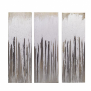 Quadro dipinto bianco marrone cm30x90x3