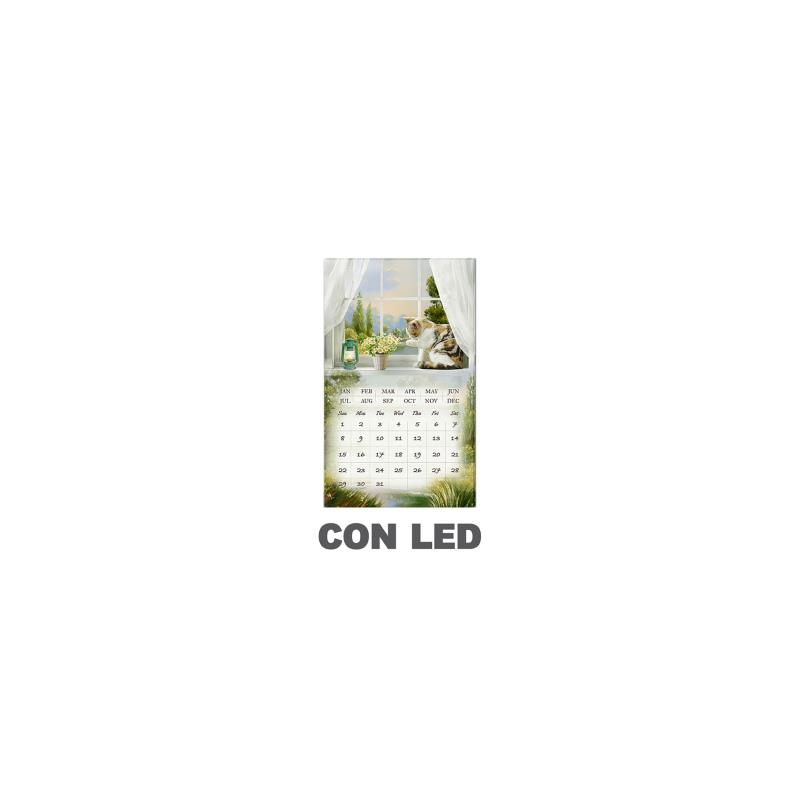 Quadro led con calendario bianco rettangolare cm30x50x1,8