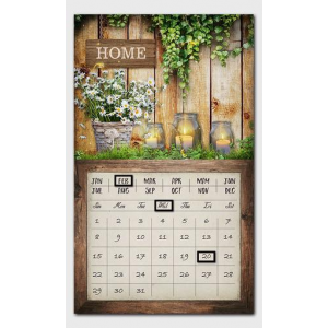 Zoom Quadro led con calendario marrone rettangolare cm 30x50x1,8