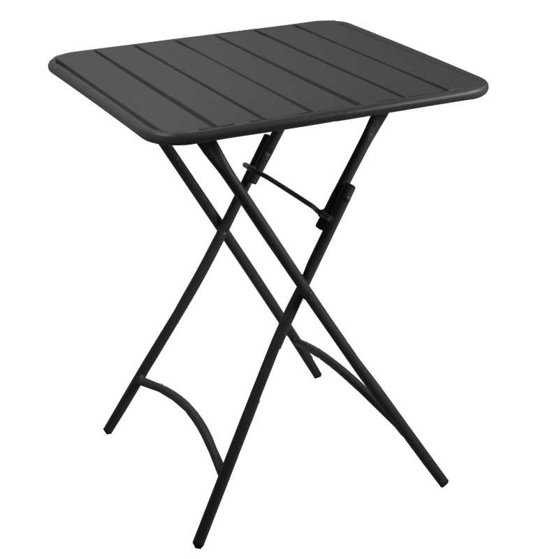 Set Tavolo metallo + 4 Sedie metallo doghe Rovigo Mini antracite cm 47x52h44/81