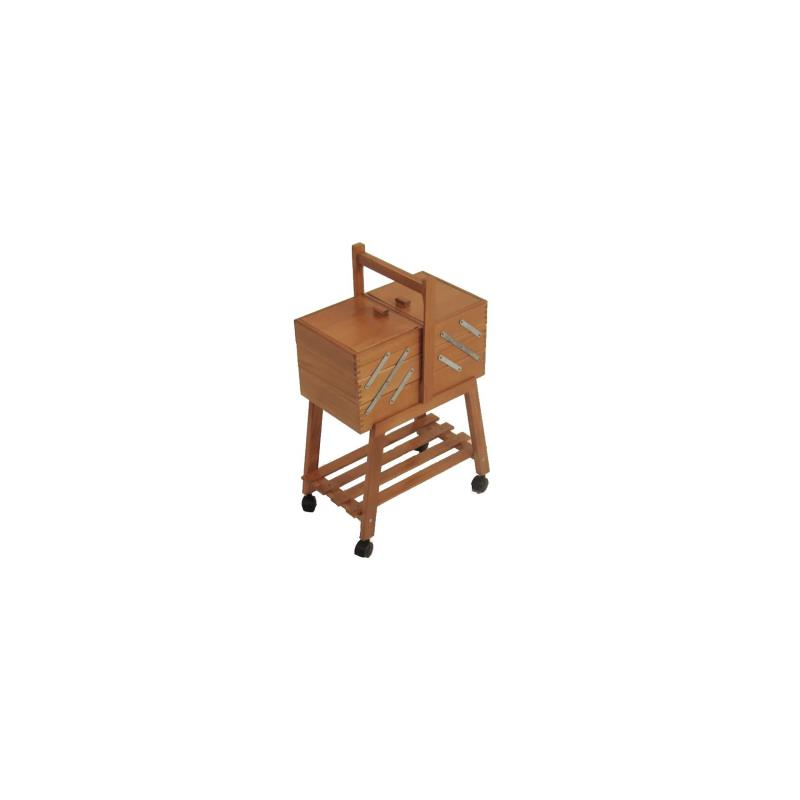 Portalavoro n.20 noce cm34xh47/57x20 c/ruote faggio made in italy
