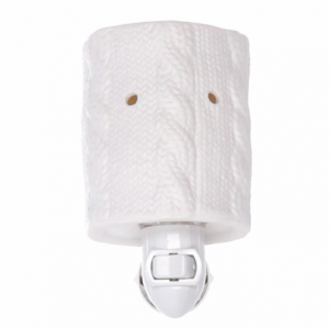 Zoom Bruciaessenze plug ceramica trecce bianco cm10,4x7,9h12,7