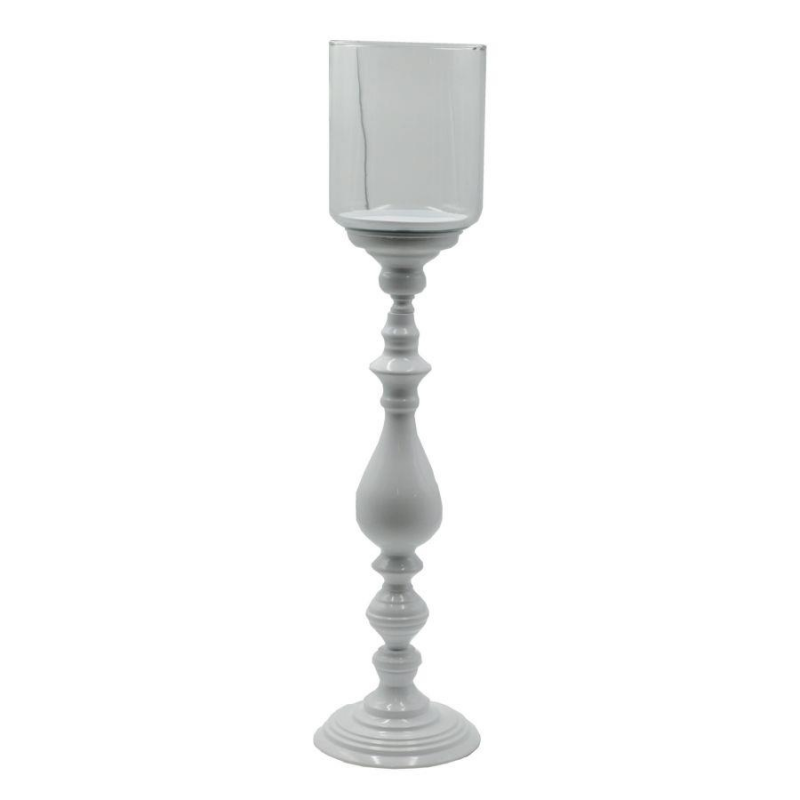 Portacandele metallo bianco 1p cmø13h59