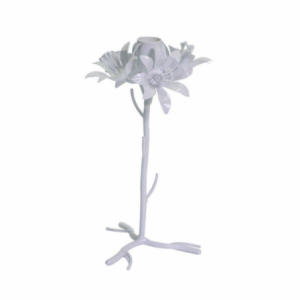 Portacandele metallo bianco fiore cmø12h22