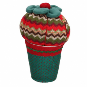 Zoom Fermaporta tessuto rosso verde cactus cm ø8/15h24