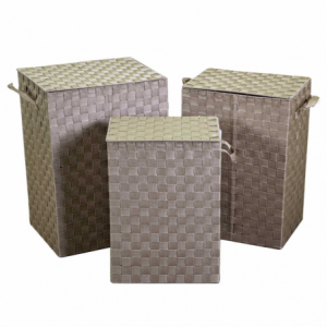 Cestone poliestere tortora foderato 1-3rettangolare cm40x30x55