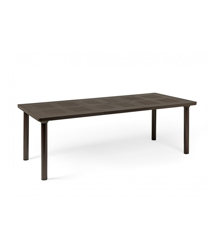 TAVOLO ALLUNGABILE LIBECCIO CON PIANO IN DURELTOP CAFFE' con GAMBE TUBOLARI IN ALL. VERNICIATO MADE IN ITALY