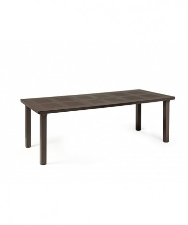 TAVOLO ALLUNGABILE LEVANTE CON PIANO IN DURELTOP CAFFE' con GAMBE SQUADRATE IN ALLUMINIO VERNICIATO MADE IN ITALY