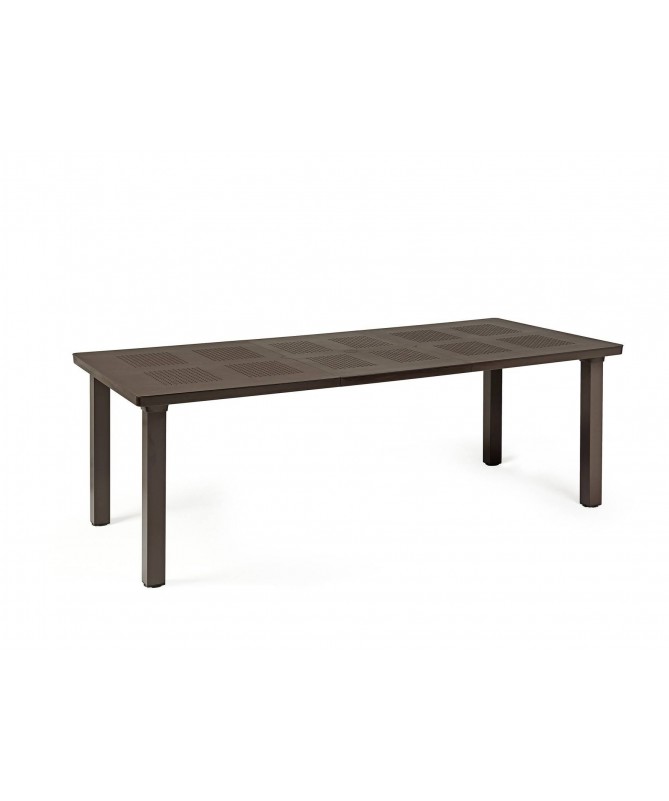 TAVOLO ALLUNGABILE LEVANTE CON PIANO IN DURELTOP CAFFE' con GAMBE SQUADRATE IN ALLUMINIO VERNICIATO MADE IN ITALY