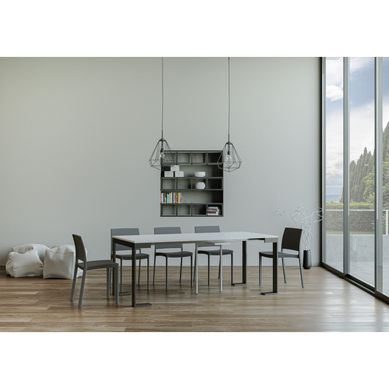 Consolle allungabile 90x40/196 cm Tecno Small Evolution telaio Antracite