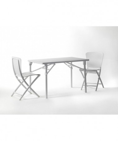 TAVOLO RETTANGOLARE ZIC-ZAC CLASSIC CON EXTRA KIT COMPLETO DI EXTRA KIT E DUE SEDIE ZAC BIANCO, SMONTABILE MADE IN ITALY