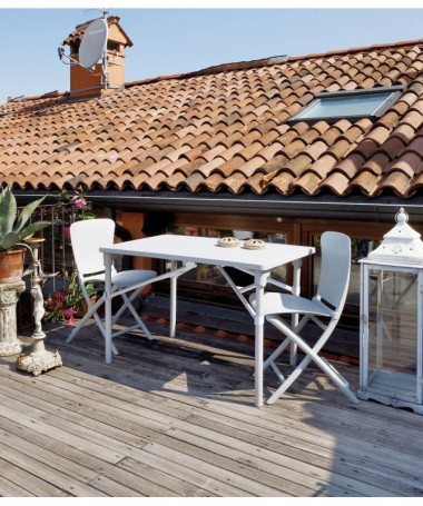 Zoom TAVOLO RETTANGOLARE ZIC-ZAC CLASSIC CON EXTRA KIT COMPLETO DI EXTRA KIT E DUE SEDIE ZAC BIANCO, SMONTABILE MADE IN ITALY