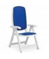 SET 2 POLTRONE PIEGHEVOLI DELTA IN POLIPROPILENE BIANCO, SEDILE E SCHIENALE IN TESSUTO SINTETICO BLU MADE IN ITALY