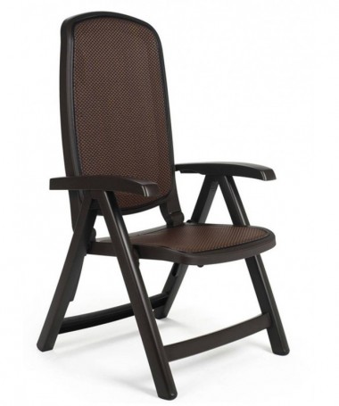 SET 2 POLTRONE PIEGHEVOLI DELTA IN POLIPROPILENE CAFFE', SEDILE E SCHIENALE IN TESSUTO SINTETICO CAFFE' MADE IN ITALY
