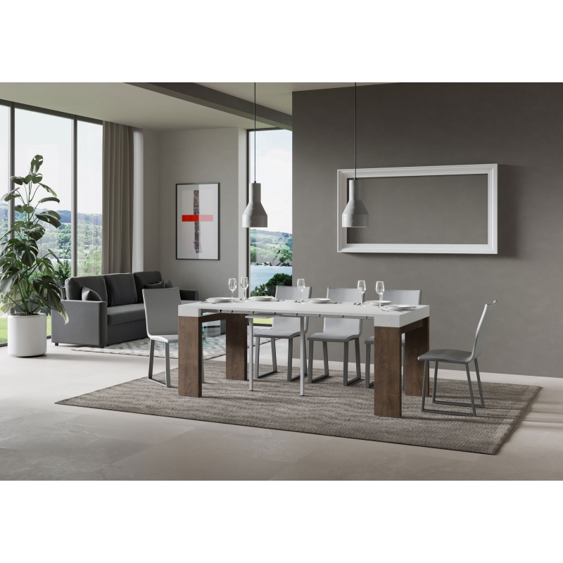 Consolle allungabile 90x40/196 cm Roxell Mix Small piano Bianco Frassino