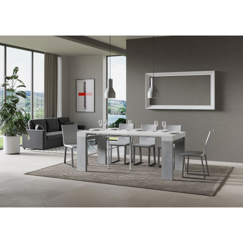 Consolle allungabile 90x40/196 cm Roxell Mix Small piano Bianco Frassino