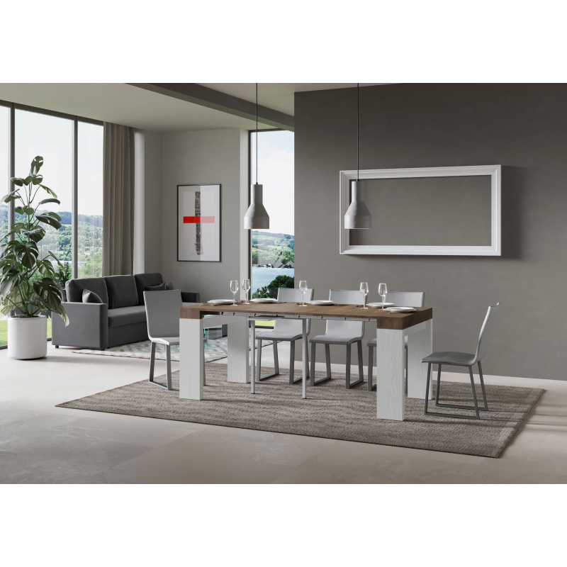 Consolle allungabile 90x40/196 cm Roxell Mix Small piano Bianco Frassino