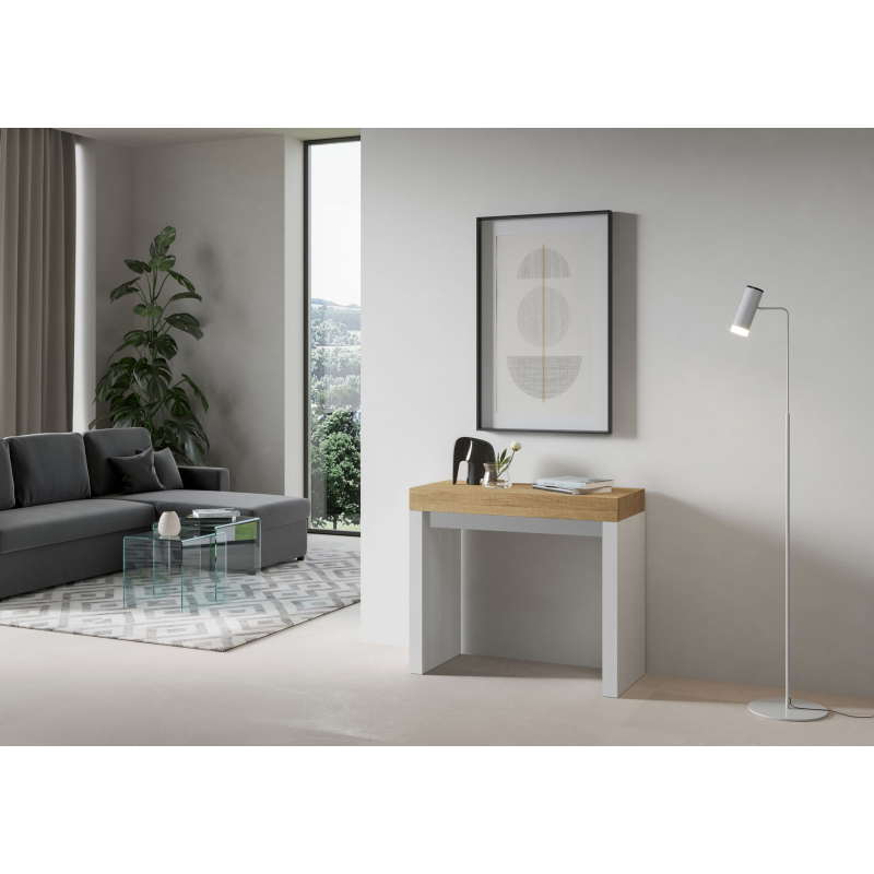 Consolle allungabile 90x40/196 cm Roxell Mix Small piano Bianco Frassino