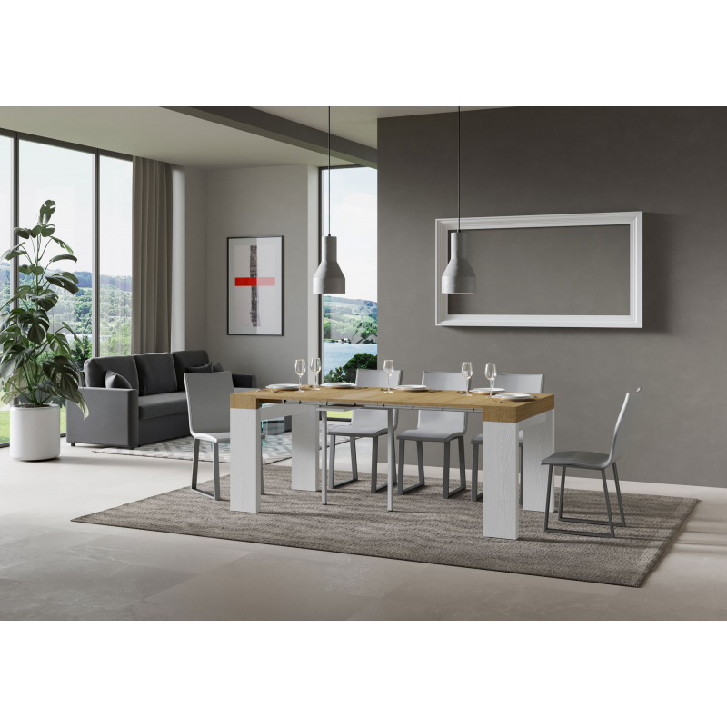 Consolle allungabile 90x40/196 cm Roxell Mix Small piano Bianco Frassino
