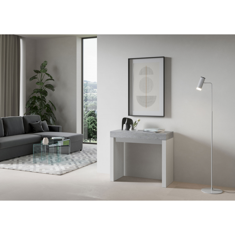 Consolle allungabile 90x40/196 cm Roxell Mix Small piano Bianco Frassino