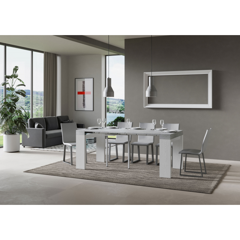Consolle allungabile 90x40/196 cm Roxell Mix Small piano Bianco Frassino