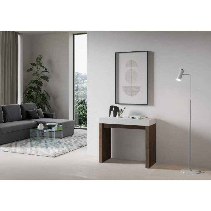 Consolle allungabile 90x40/300 cm Roxell Mix piano Bianco Frassino