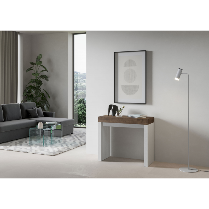 Consolle allungabile 90x40/300 cm Roxell Mix piano Bianco Frassino