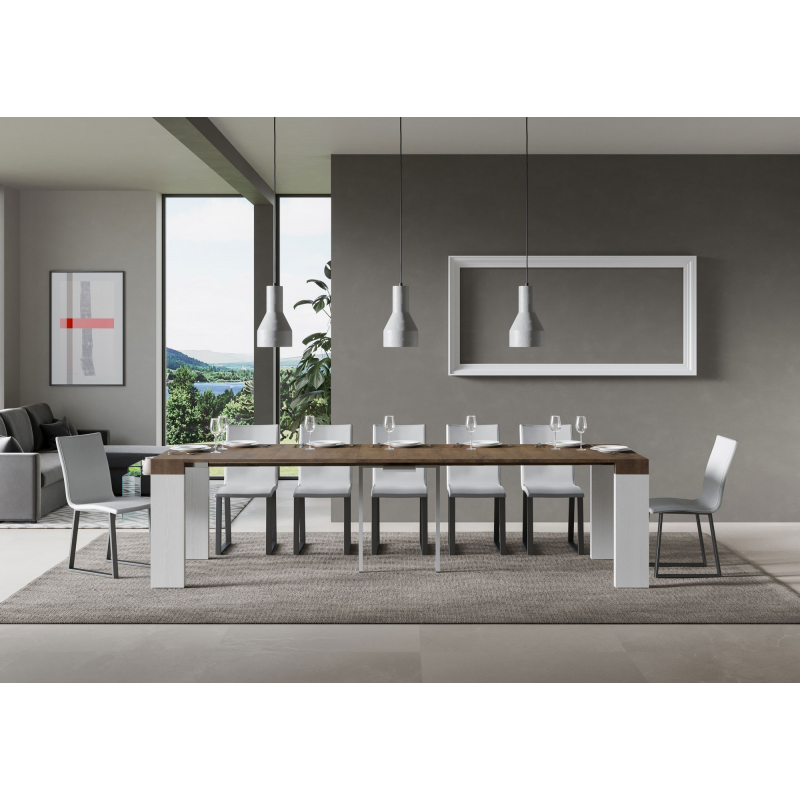 Consolle allungabile 90x40/300 cm Roxell Mix piano Bianco Frassino
