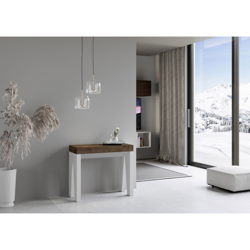 Consolle allungabile 90x40/300 cm Naxy Mix piano Bianco Frassino