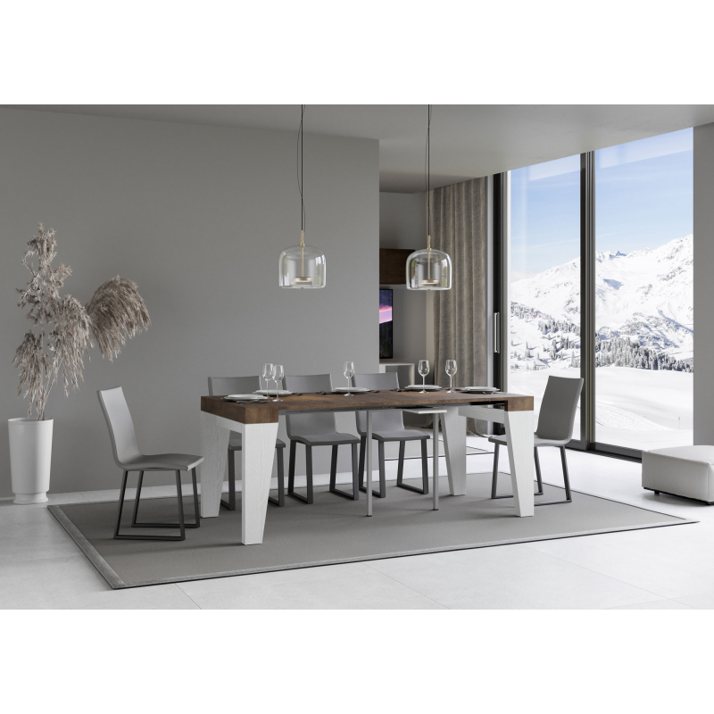Consolle allungabile 90x40/300 cm Naxy Mix piano Bianco Frassino