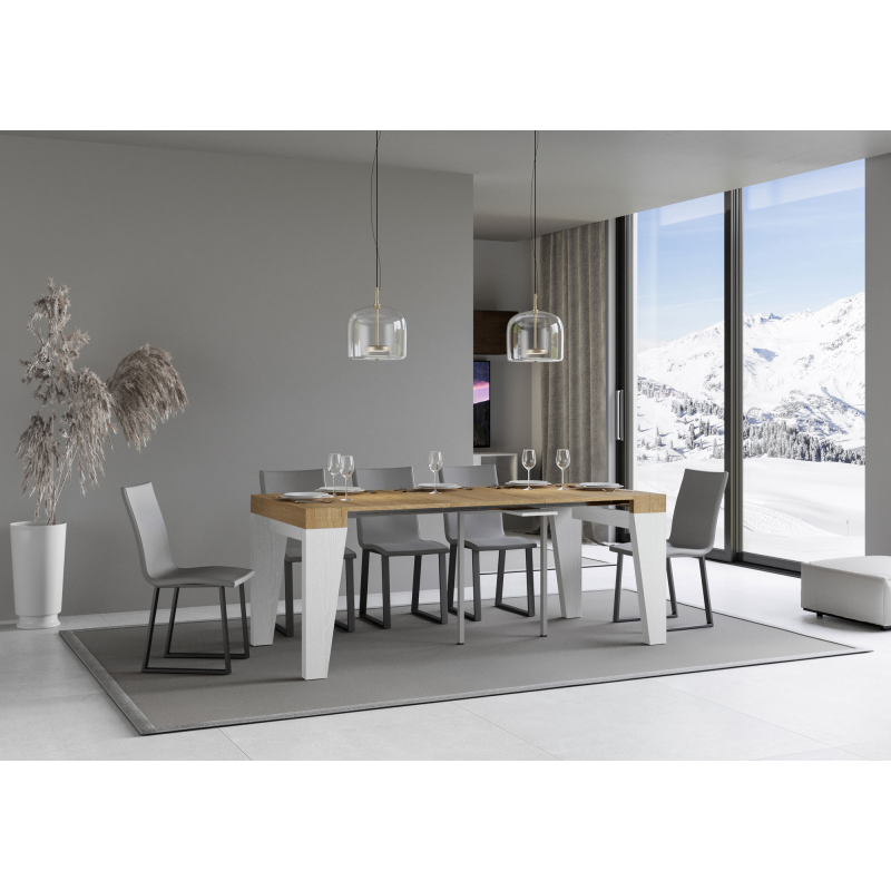 Consolle allungabile 90x40/300 cm Naxy Mix piano Bianco Frassino